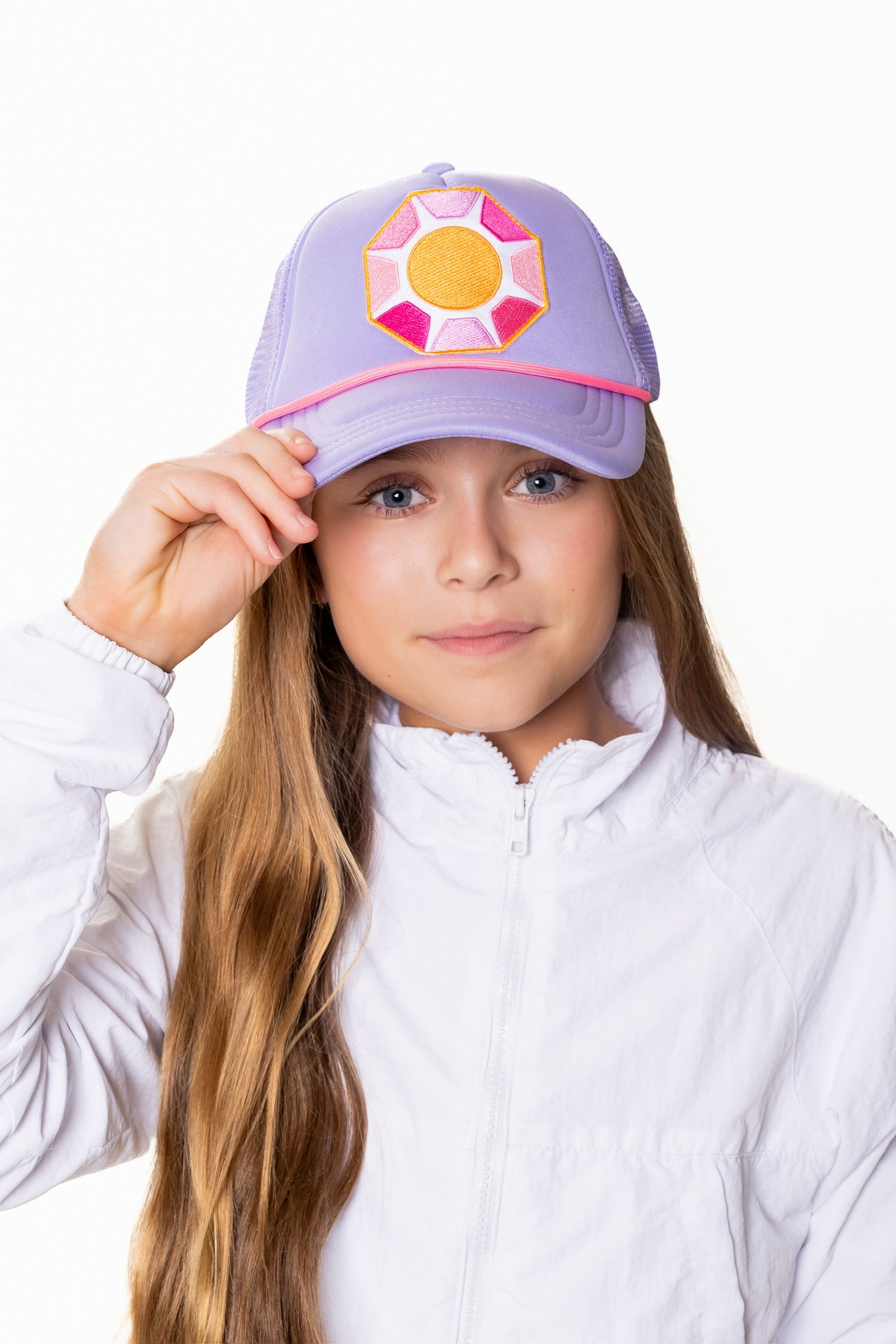 Kids Solitaire Trucker Hat, Lavender