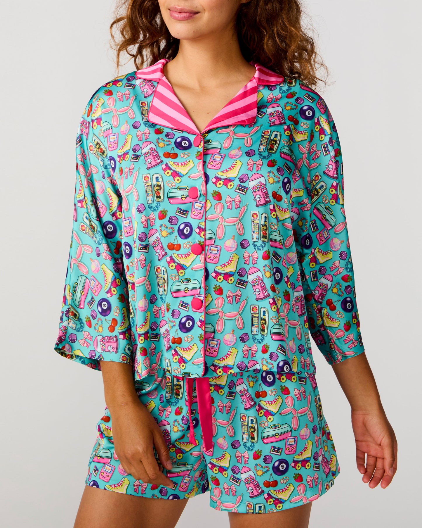 Silky 90's Girl 3/4 Sleeve Short Set