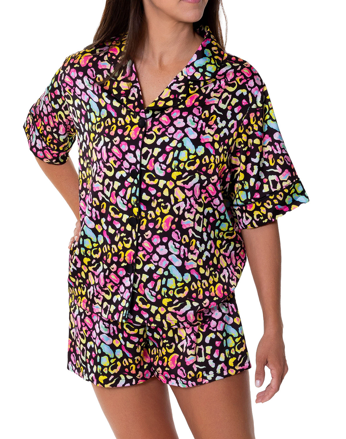 Silky Bright Animal Short Sleeve Short Set