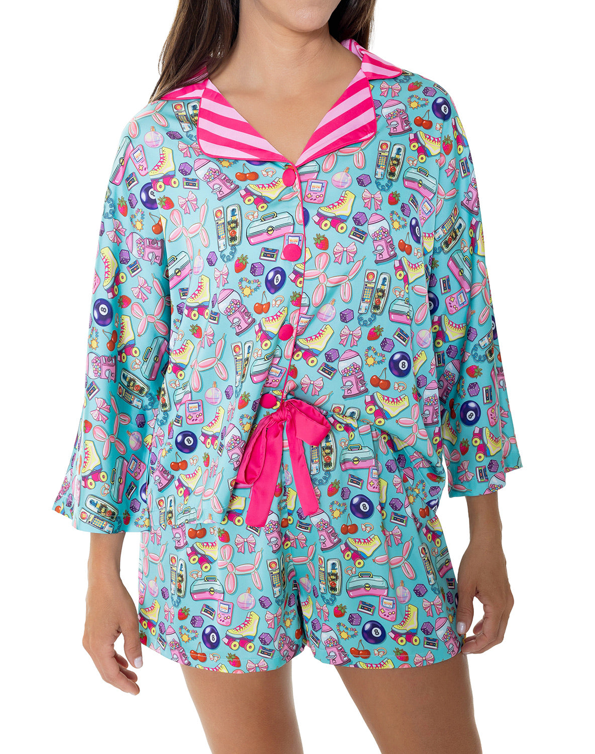 Silky 90's Girl 3/4 Sleeve Short Set