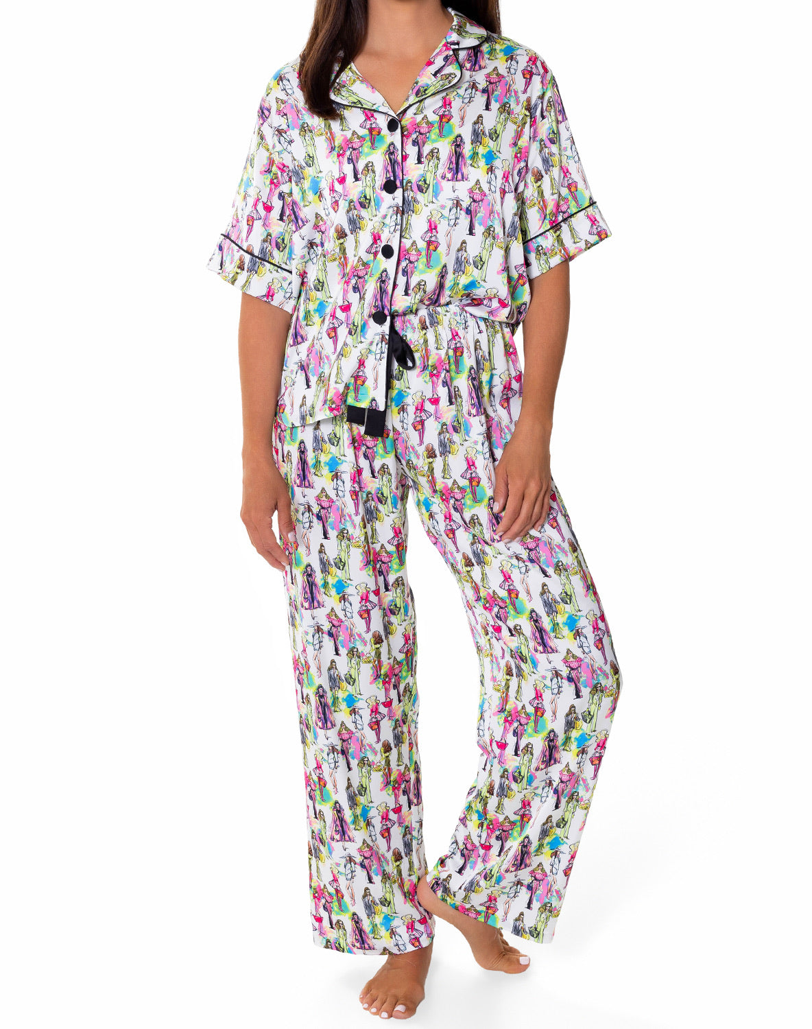 Silky Fashionista Short Sleeve Pant Set