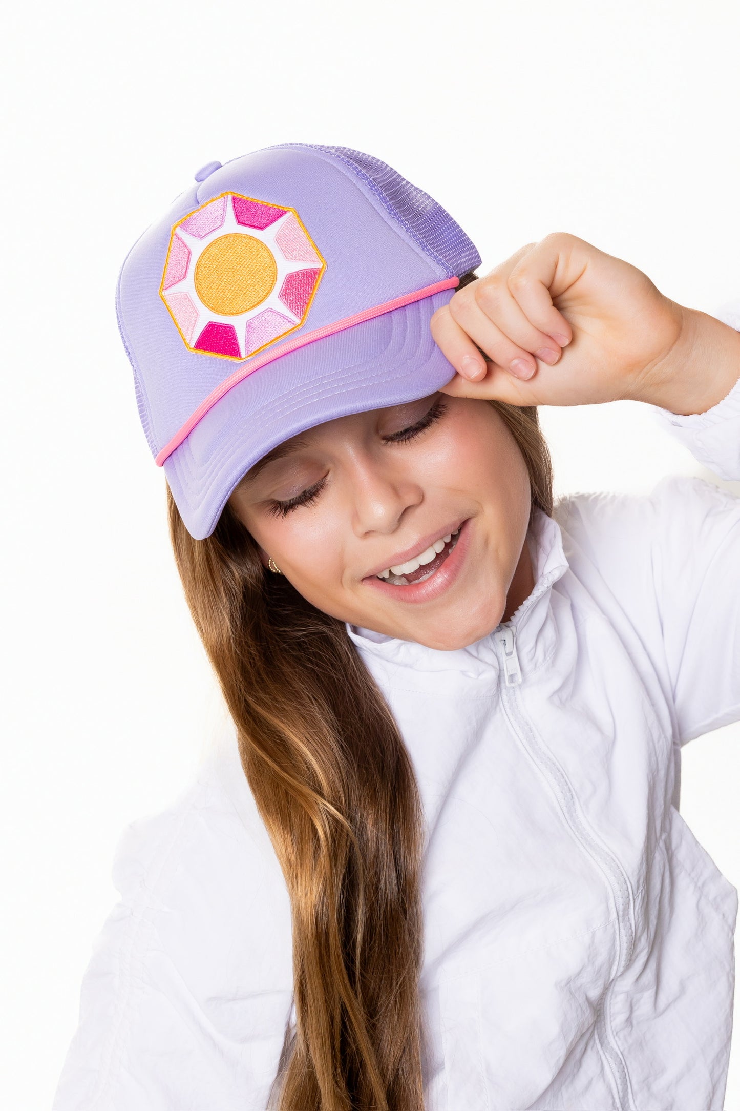 Kids Solitaire Trucker Hat, Lavender