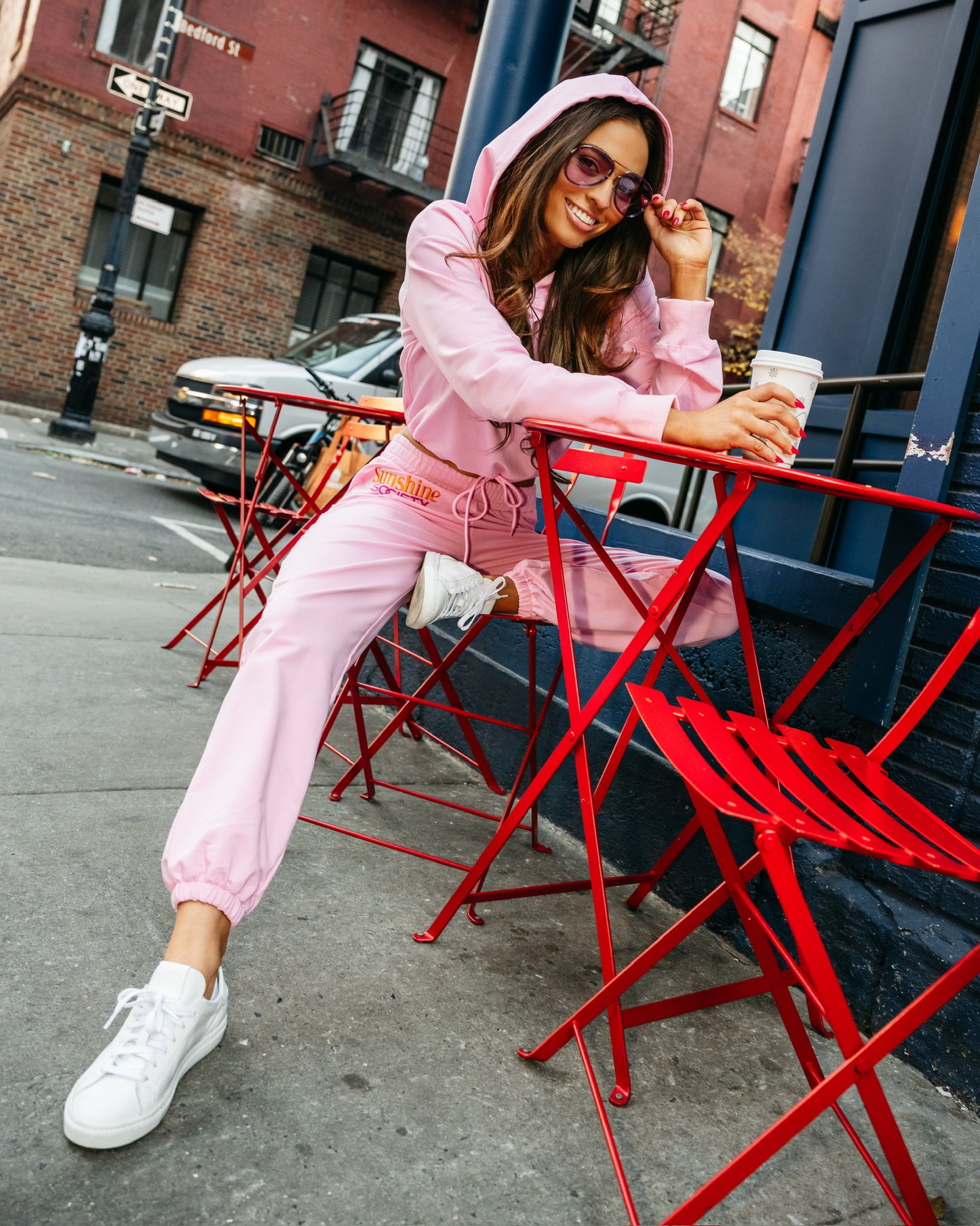 Grace Ann Nader in Sunshine Society Hooded Jogger Set