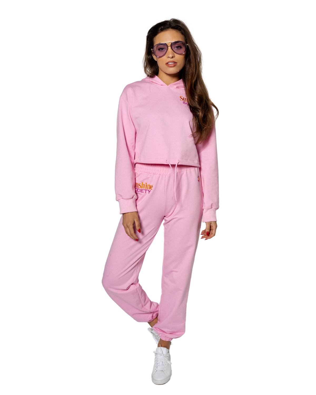 Grace Ann Nader in Sunshine Society Hooded Jogger Set