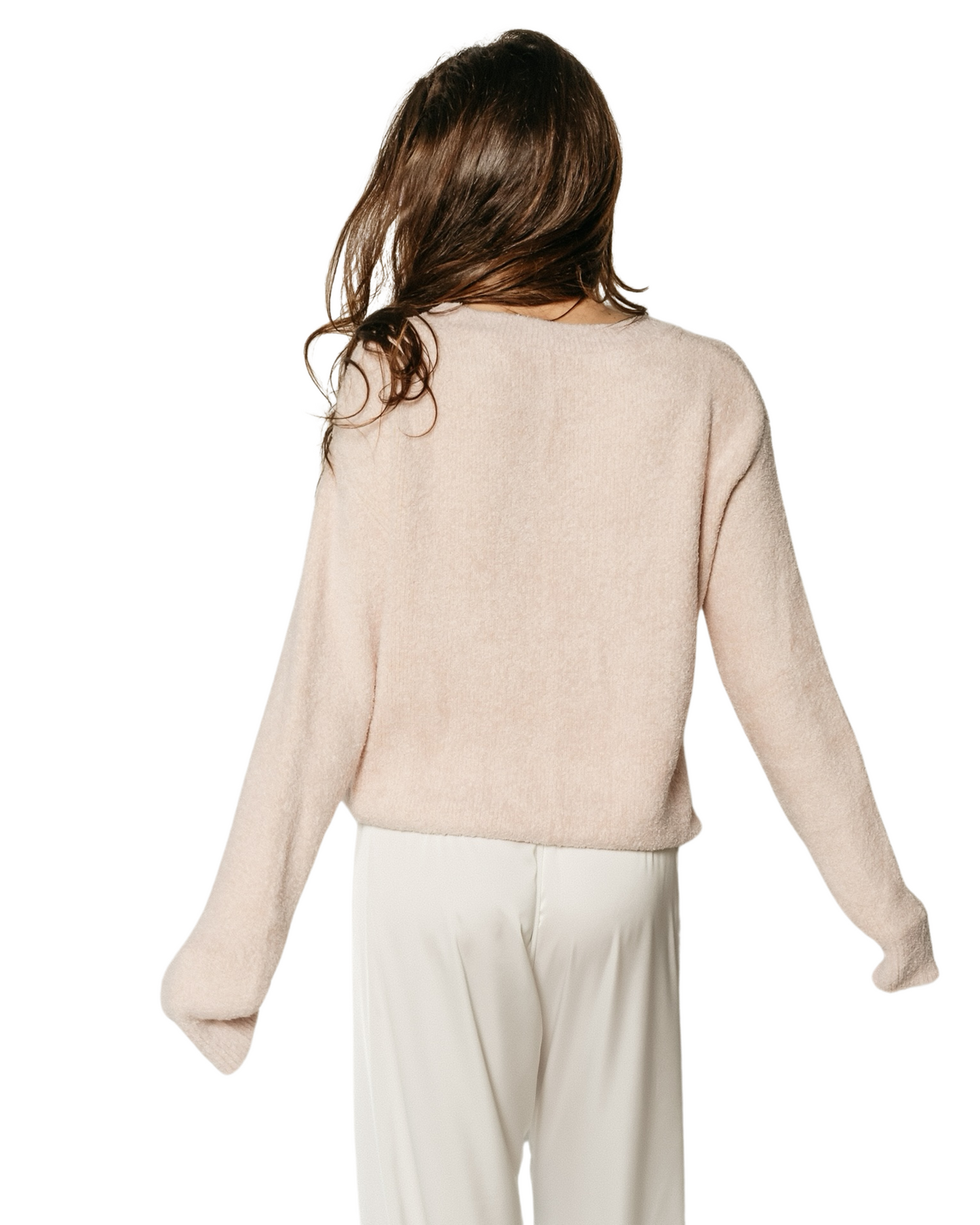 Grace Ann Nader in Sunkissed Cozy Pink Pullover