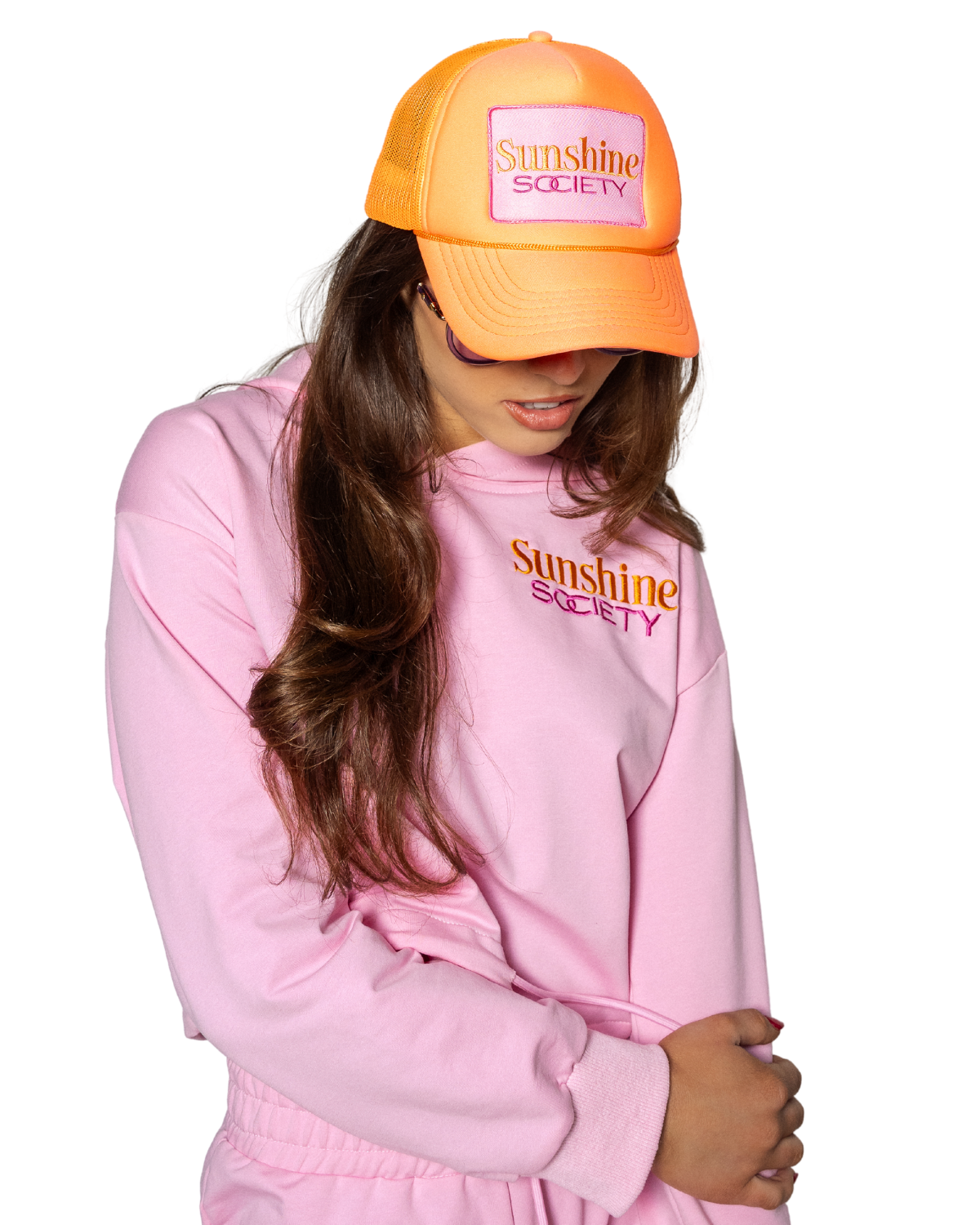 Grace Ann Nader in Sunshine Society Trucker Hat, Orange