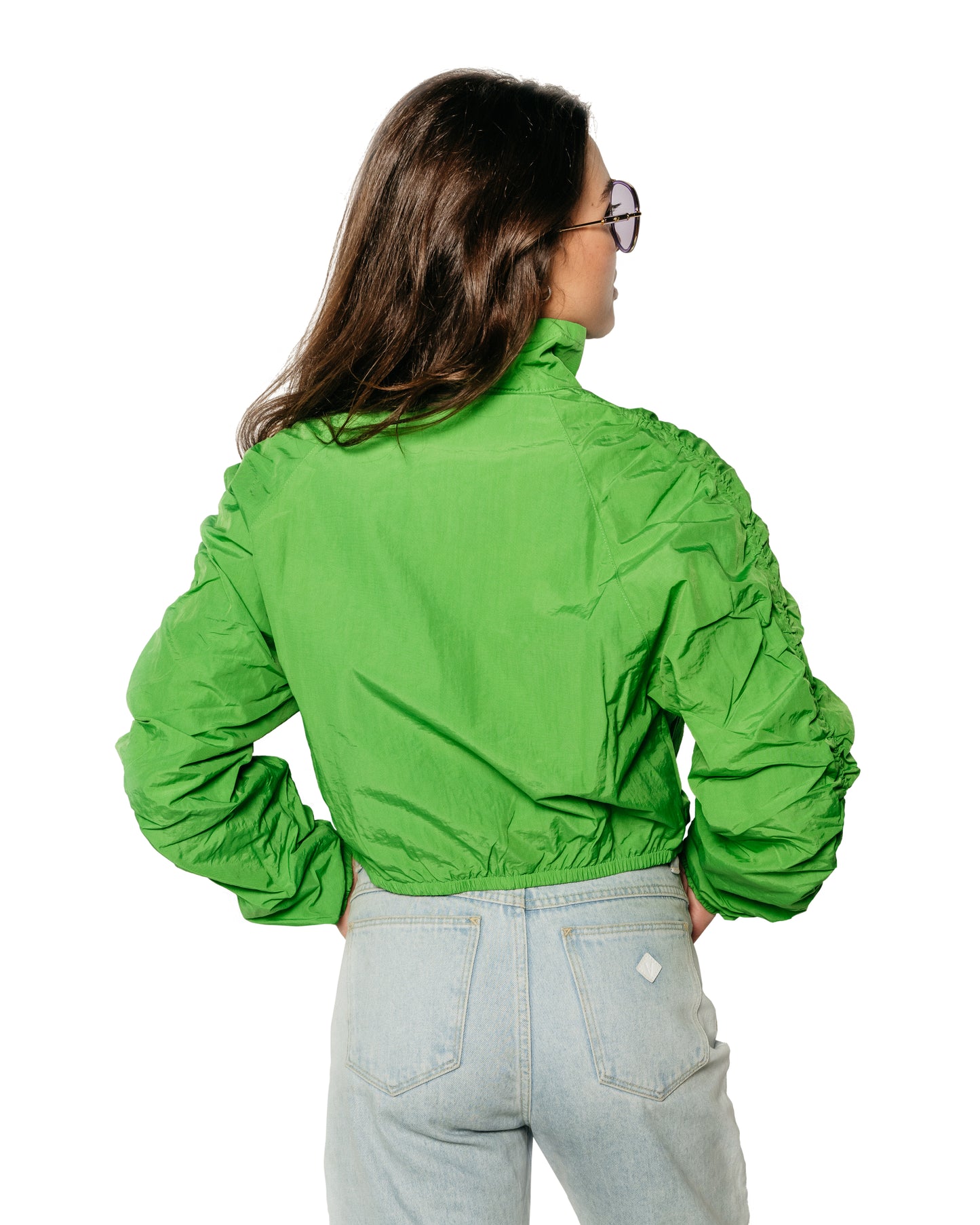 Grace Ann Nader in Sunshine Society Track Jacket Green Solitaire