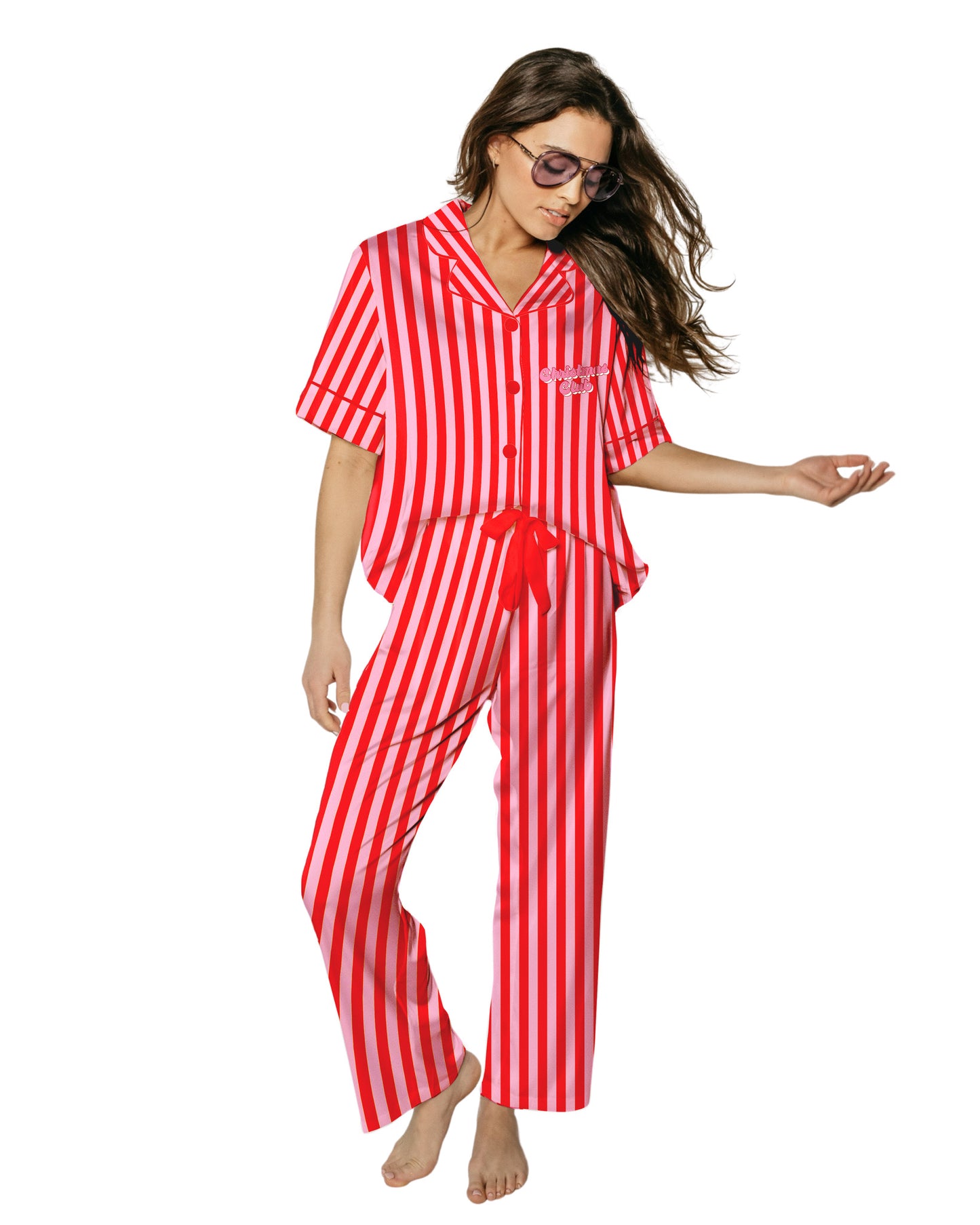 Grace Ann Nader in Silky Christmas Club (Short Sleeve w/ Pants)