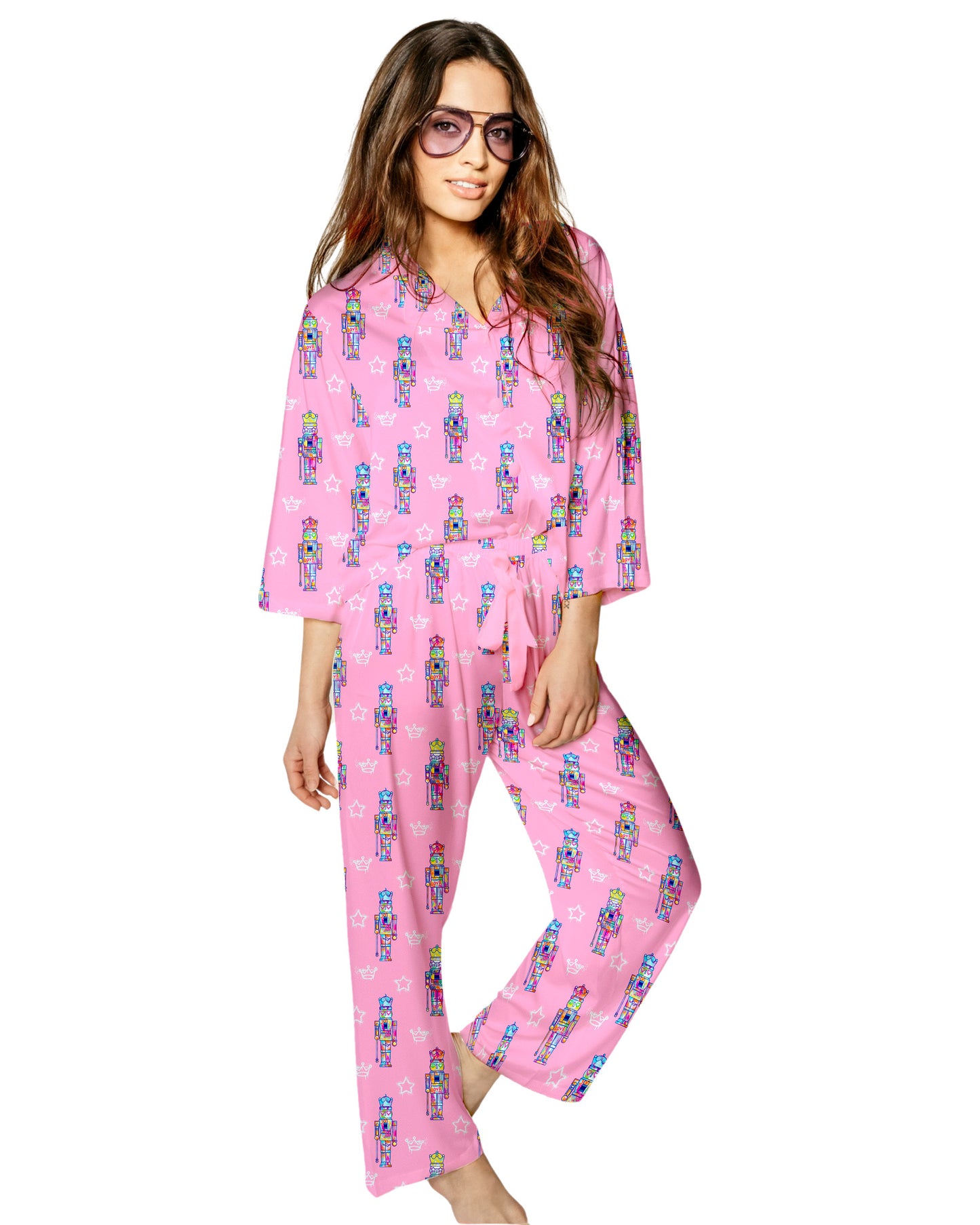 Grace Ann Nader in Silky Graffiti Nutcracker, Pink (3/4 Sleeve w/ Pants)
