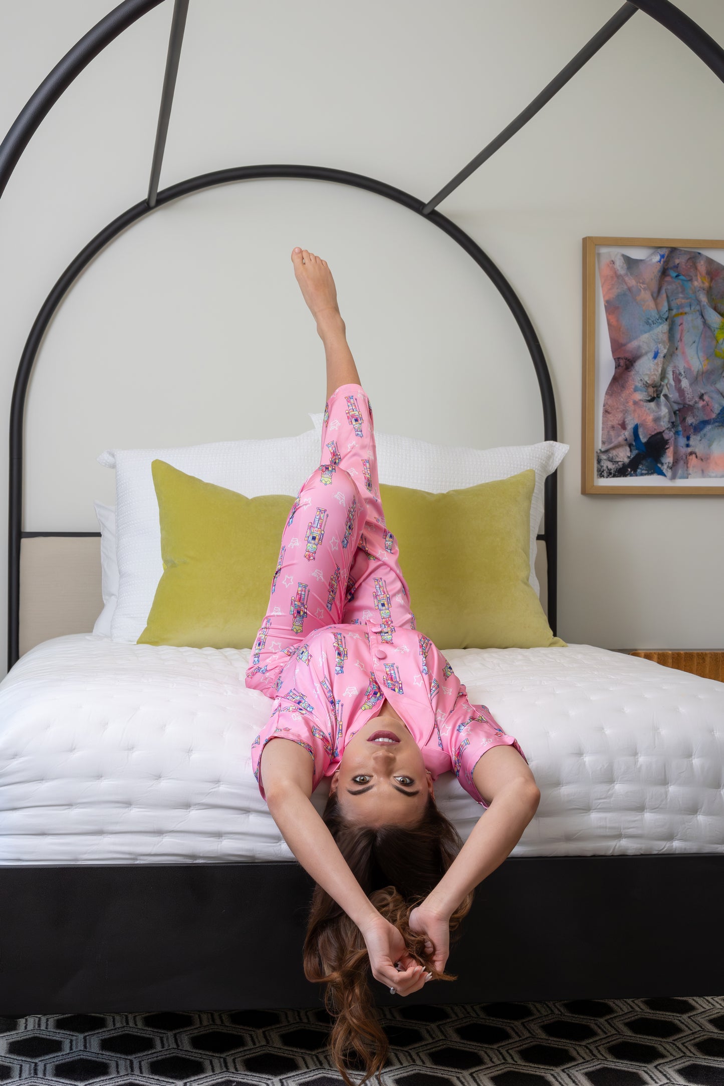 Grace Ann Nader in Silky Graffiti Nutcracker, Pink (3/4 Sleeve w/ Pants)
