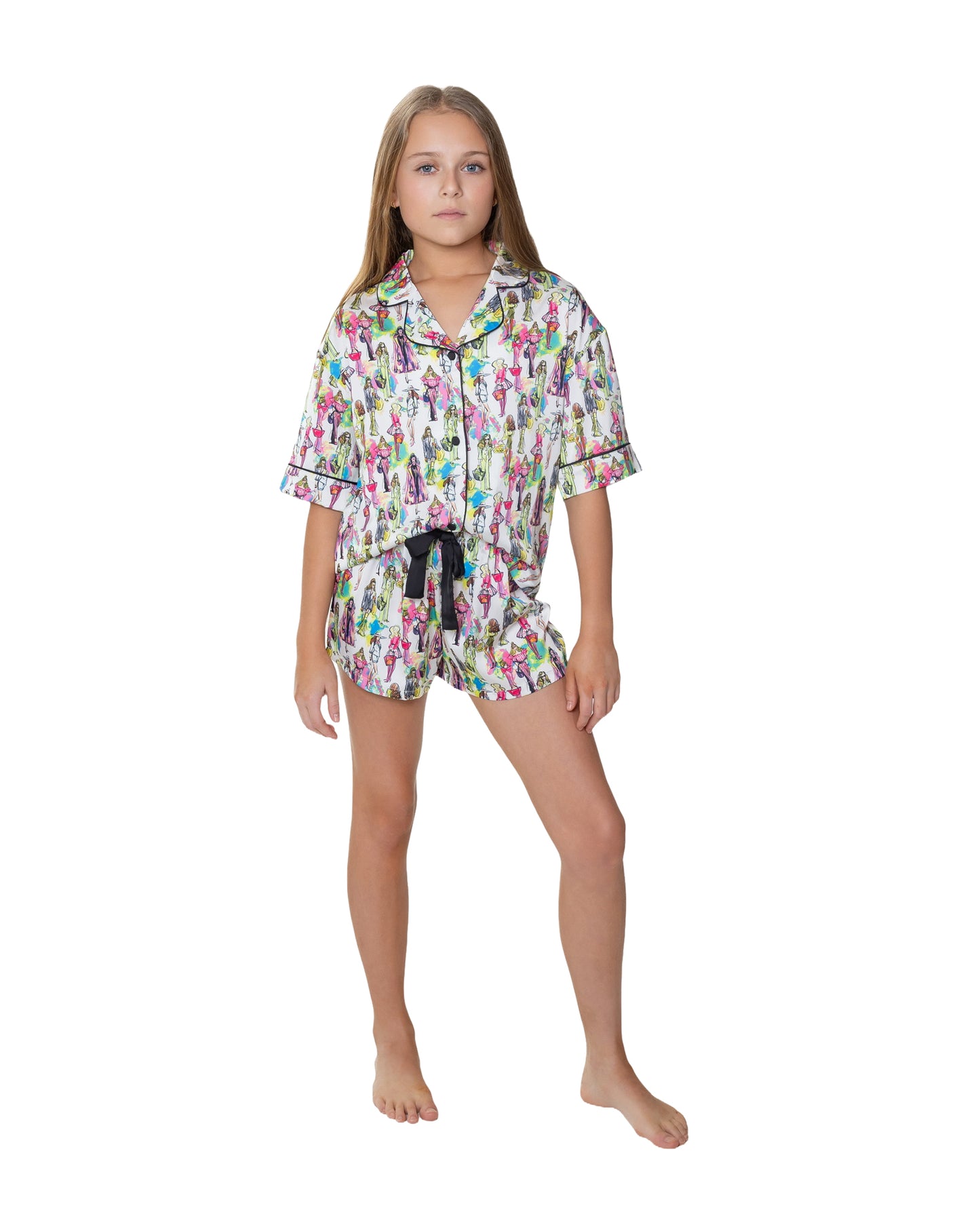 Kids Silky Fashionista Short Sleeve Short Set