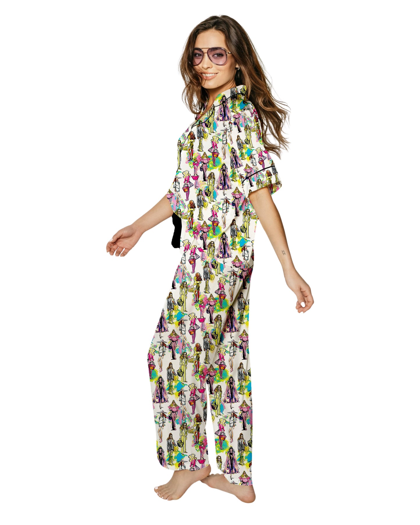 Silky Fashionista Short Sleeve Pant Set