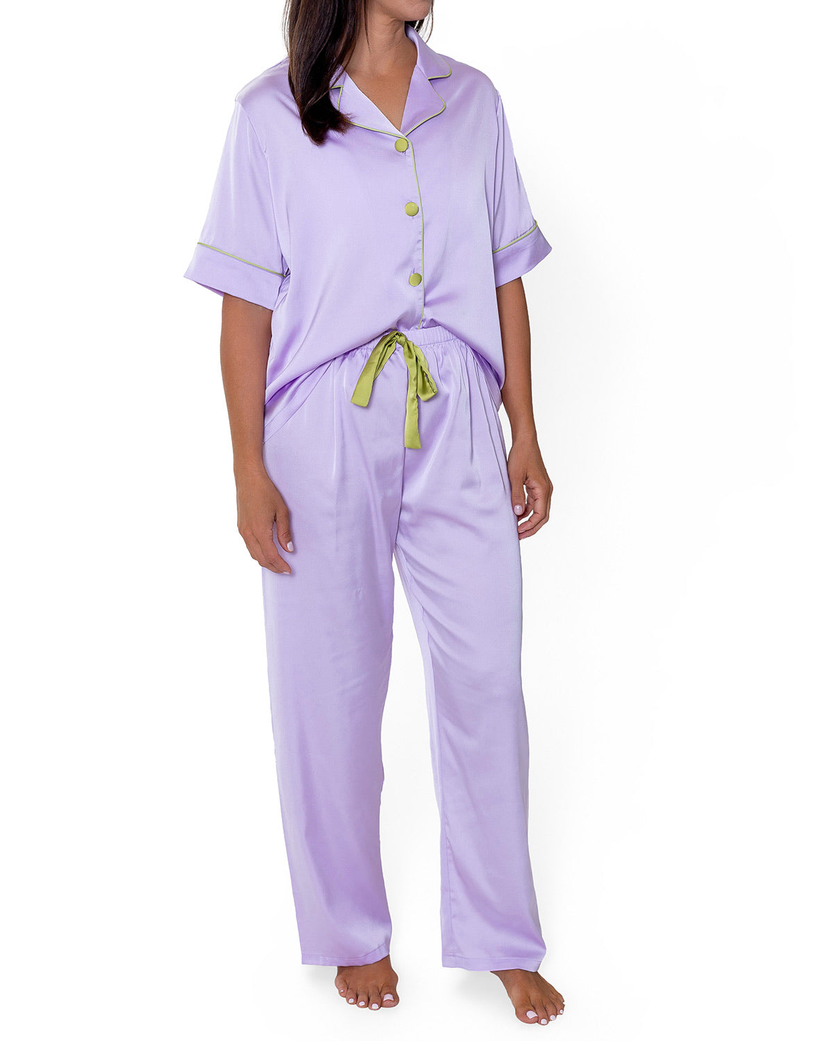 Silky Lavender Short Sleeve Pant Set