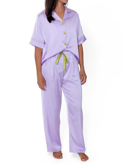 Silky Lavender Short Sleeve Pant Set