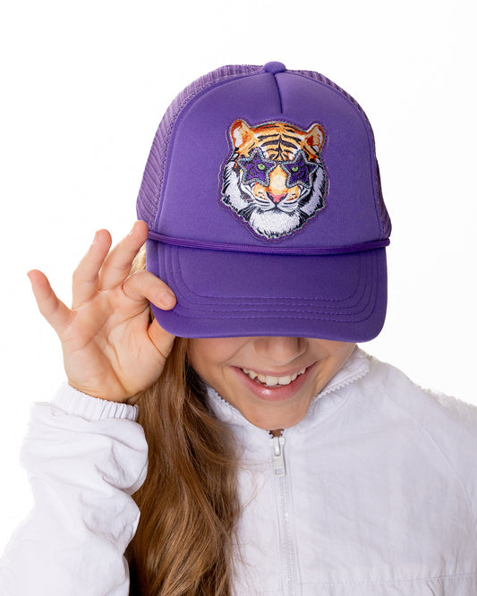 Tiger Trucker Hat, Purple