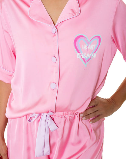 Silky Heartbreaker Short Sleeve Short Set