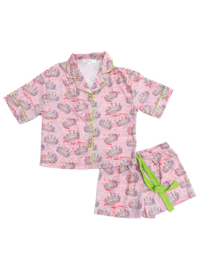 Silky Crown Jewels Short Sleeve Short Set