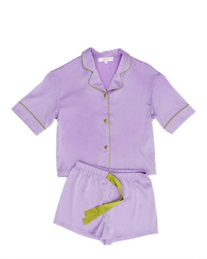 Kids Silky Lavender Short Sleeve Short Set