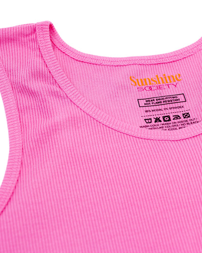 Sunshine Classic Ribbed Tank, Pink