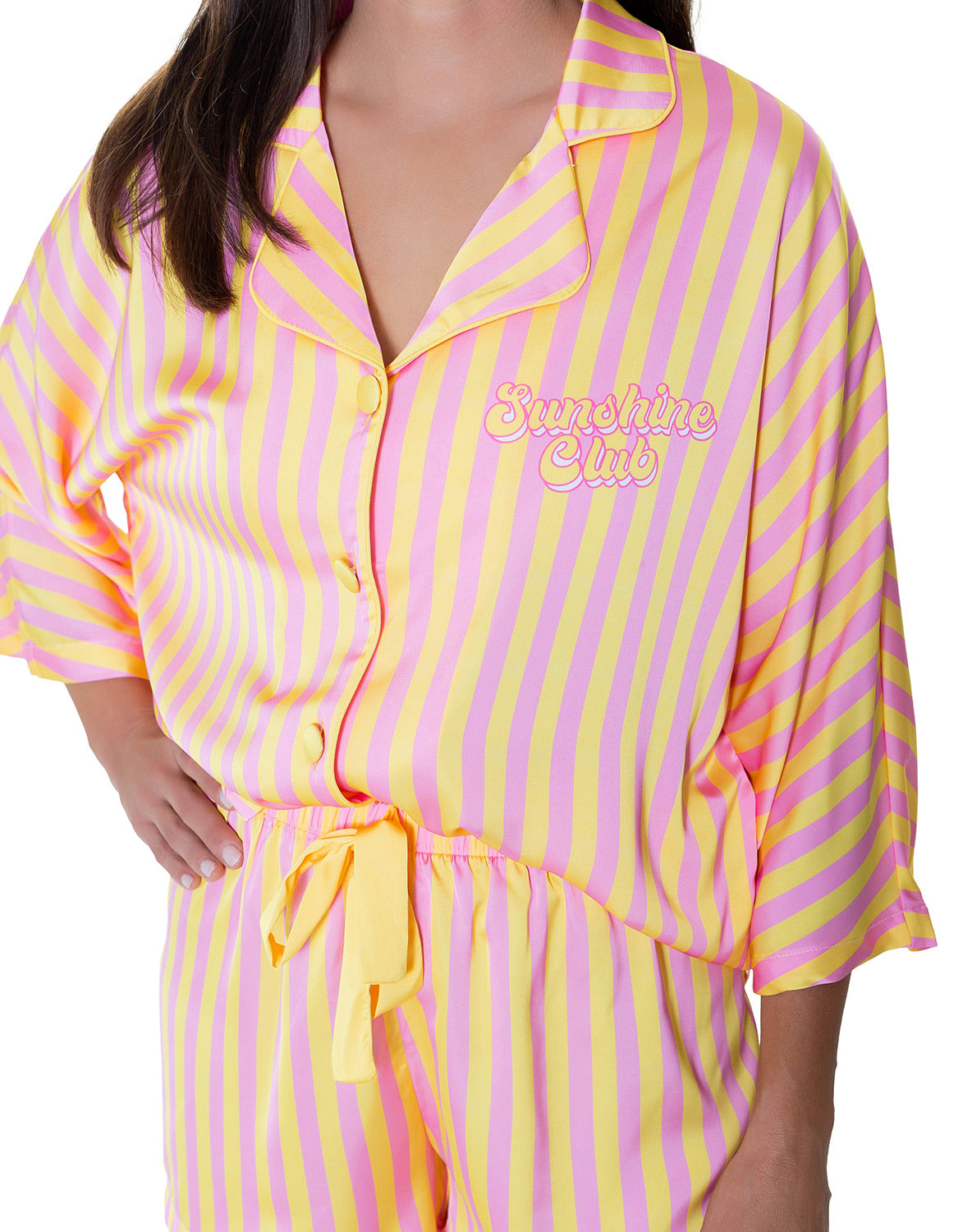 Silky Sunshine Club 3/4 Sleeve Short Set