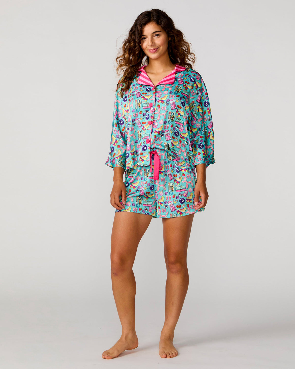 Silky 90's Girl 3/4 Sleeve Short Set