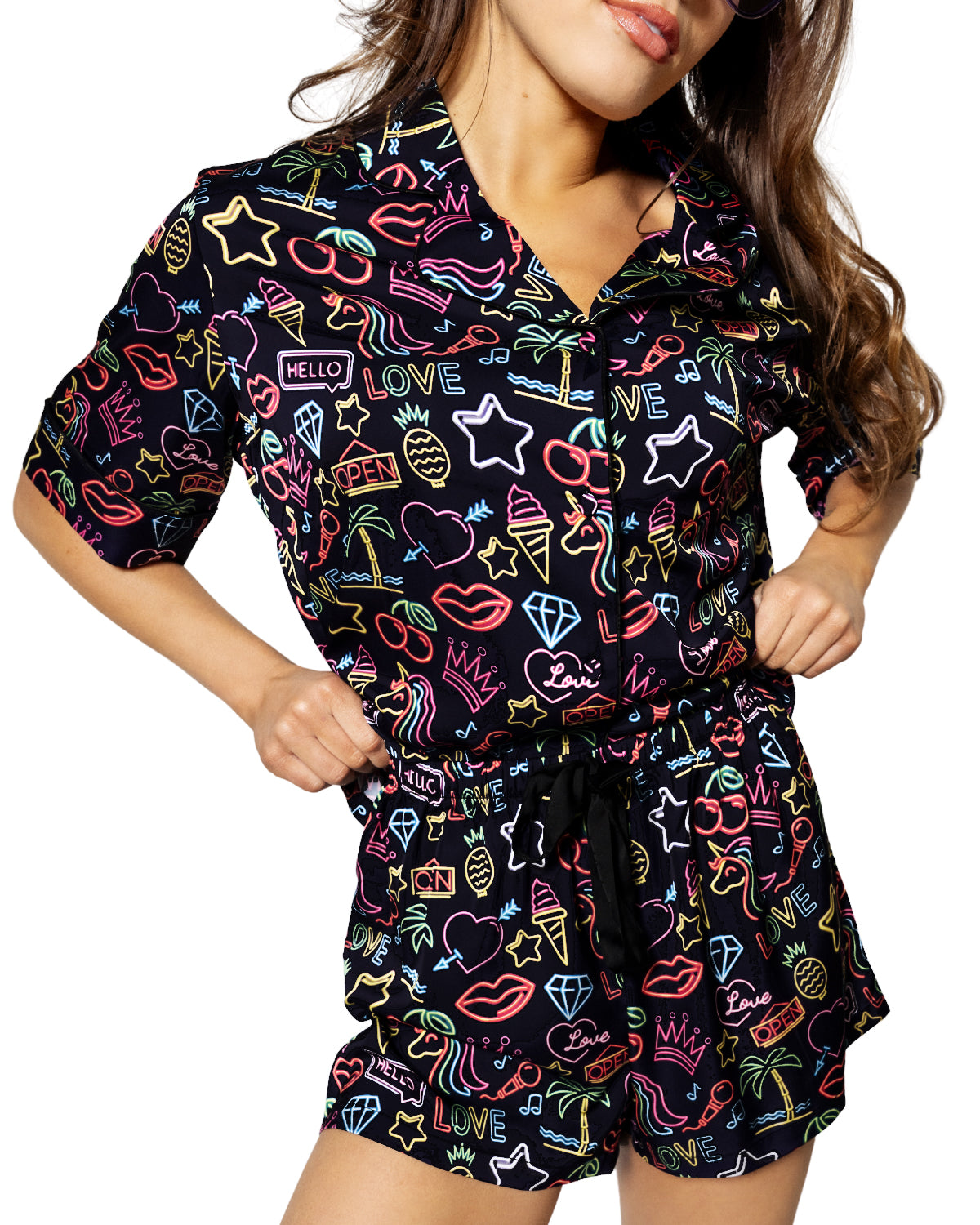 Silky Neon Lights (Short Sleeve w/ Shorts)