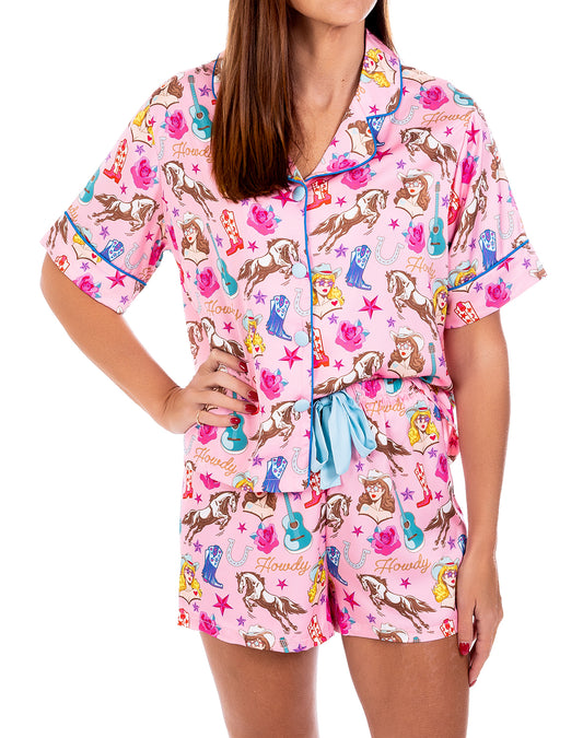 Silky Cowgirl Candy Short Sleeve Short Set