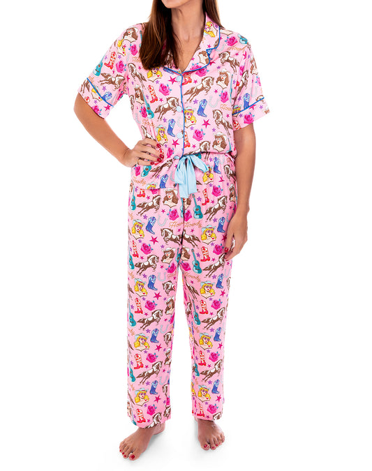 Silky Cowgirl Candy Short Sleeve Pant Set