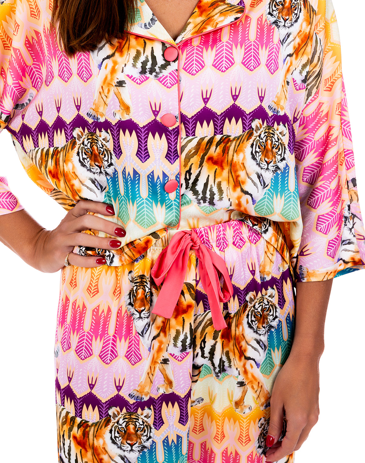 Tiger Royale Silky 3/4 Sleeve Pant Set