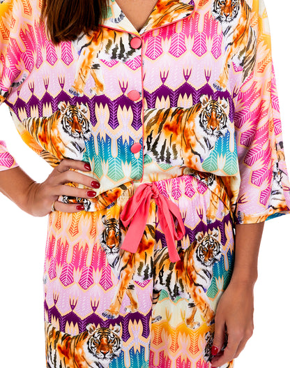 Tiger Royale Silky 3/4 Sleeve Pant Set