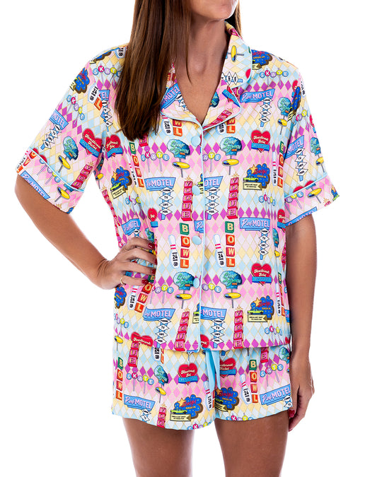 Silky Highway Holiday Short Sleeve Short Set