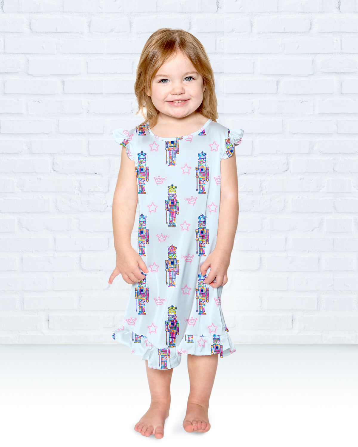 Kids Silky Graffiti Nutcracker, Blue Silky Dress