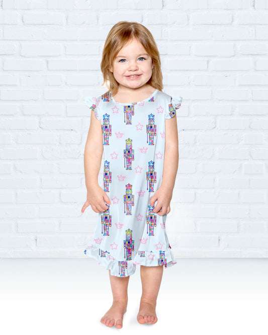 Kids Silky Graffiti Nutcracker, Blue Silky Dress