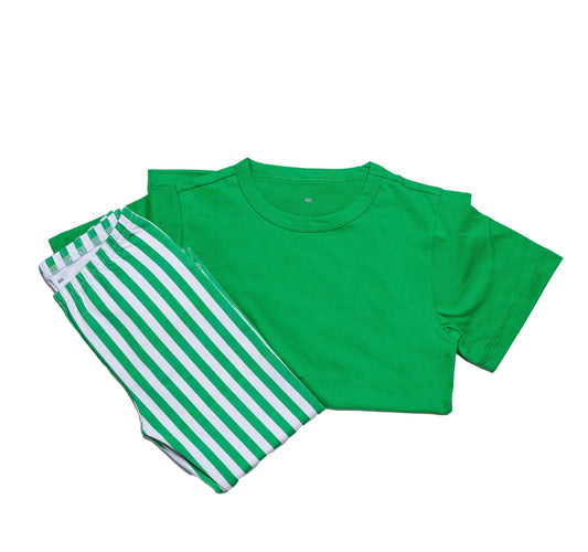 Boys Striped Pant Set in Green