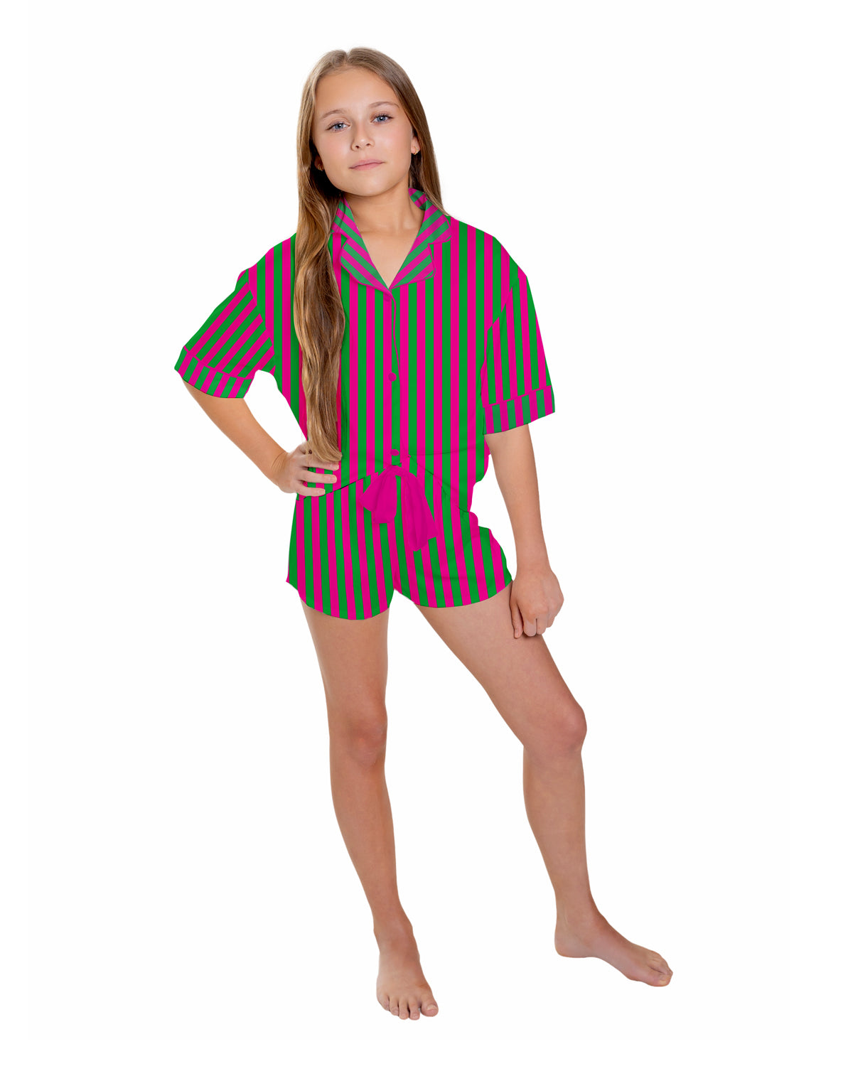 Kids Silky Watermelon Short Sleeve Short Set