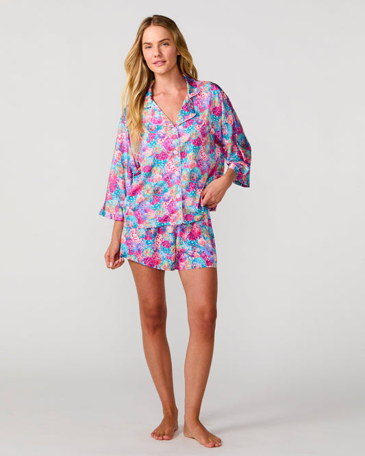 Silky Disco Queen 3/4 Sleeve Short Set