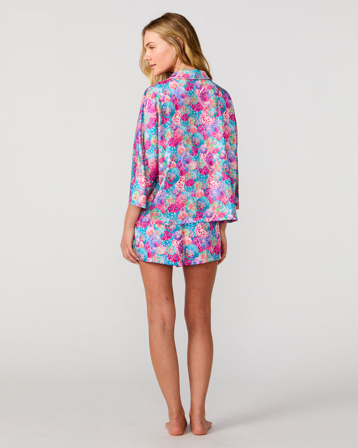 Silky Disco Queen 3/4 Sleeve Short Set