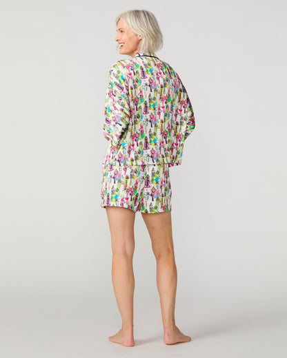 Silky Fashionista 3/4 Sleeve Short Set