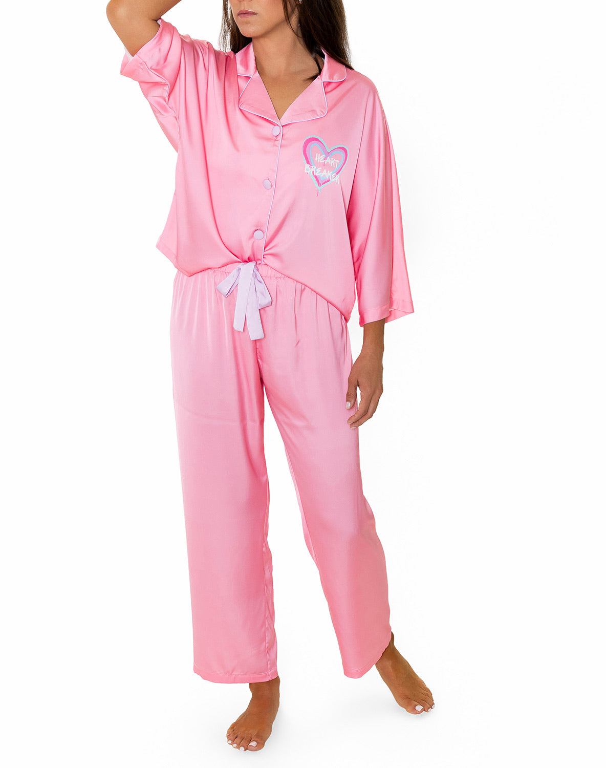 Grace Ann Nader model in Silky Heartbreaker3/4 Sleeve Pant Set