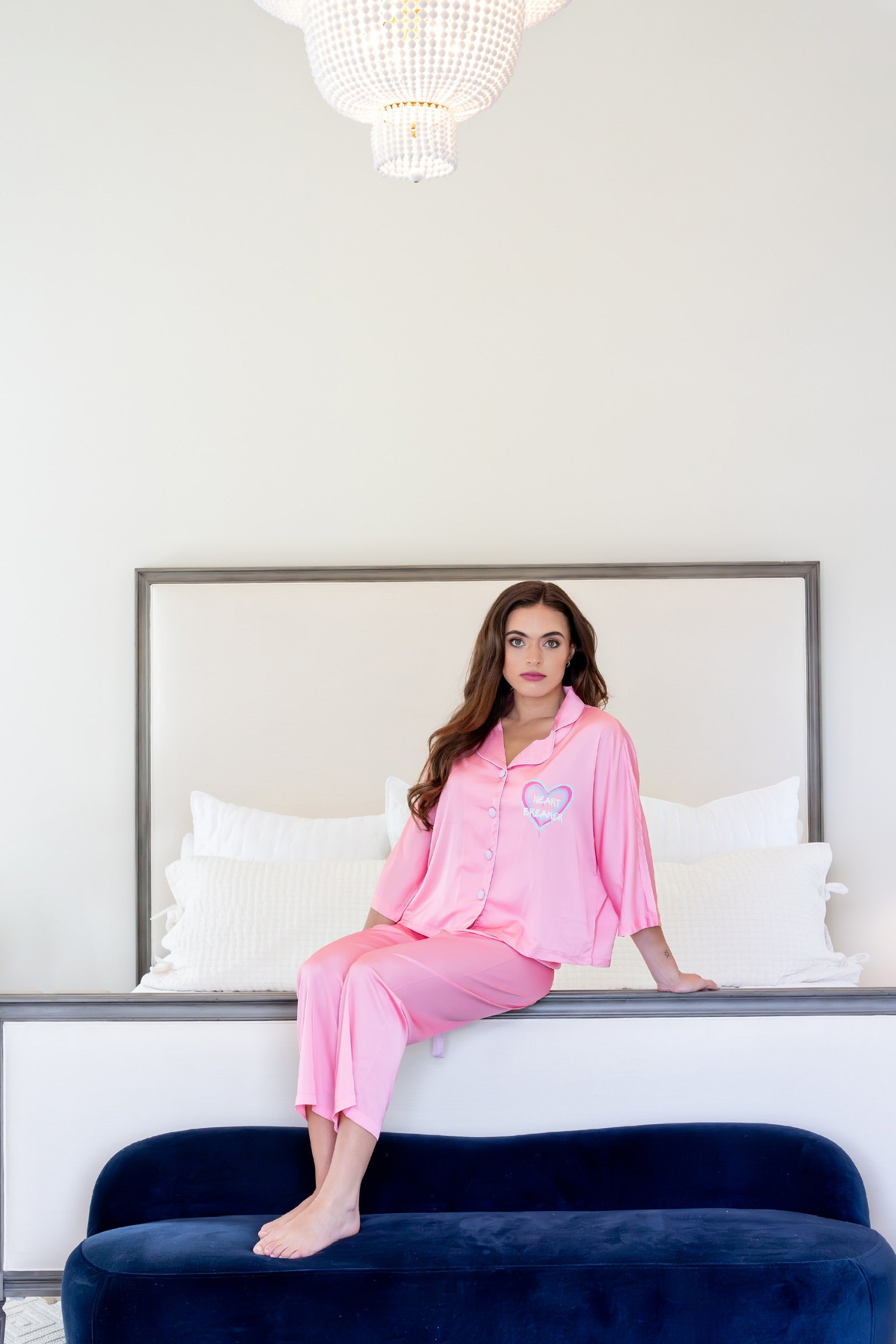 Grace Ann Nader model in Silky Heartbreaker3/4 Sleeve Pant Set