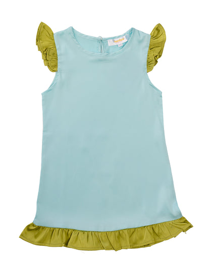Kids Turquoise Silky Dress