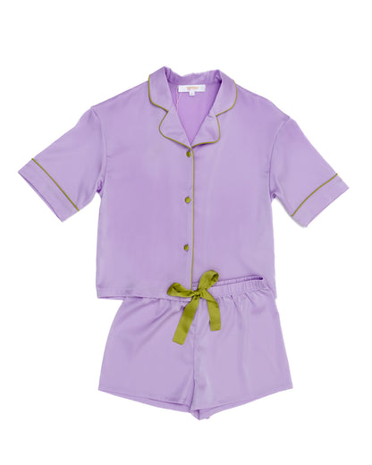 Kids Lavender Silky Short Set