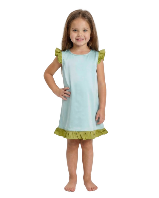 Kids Silky Turquoise Silky Dress