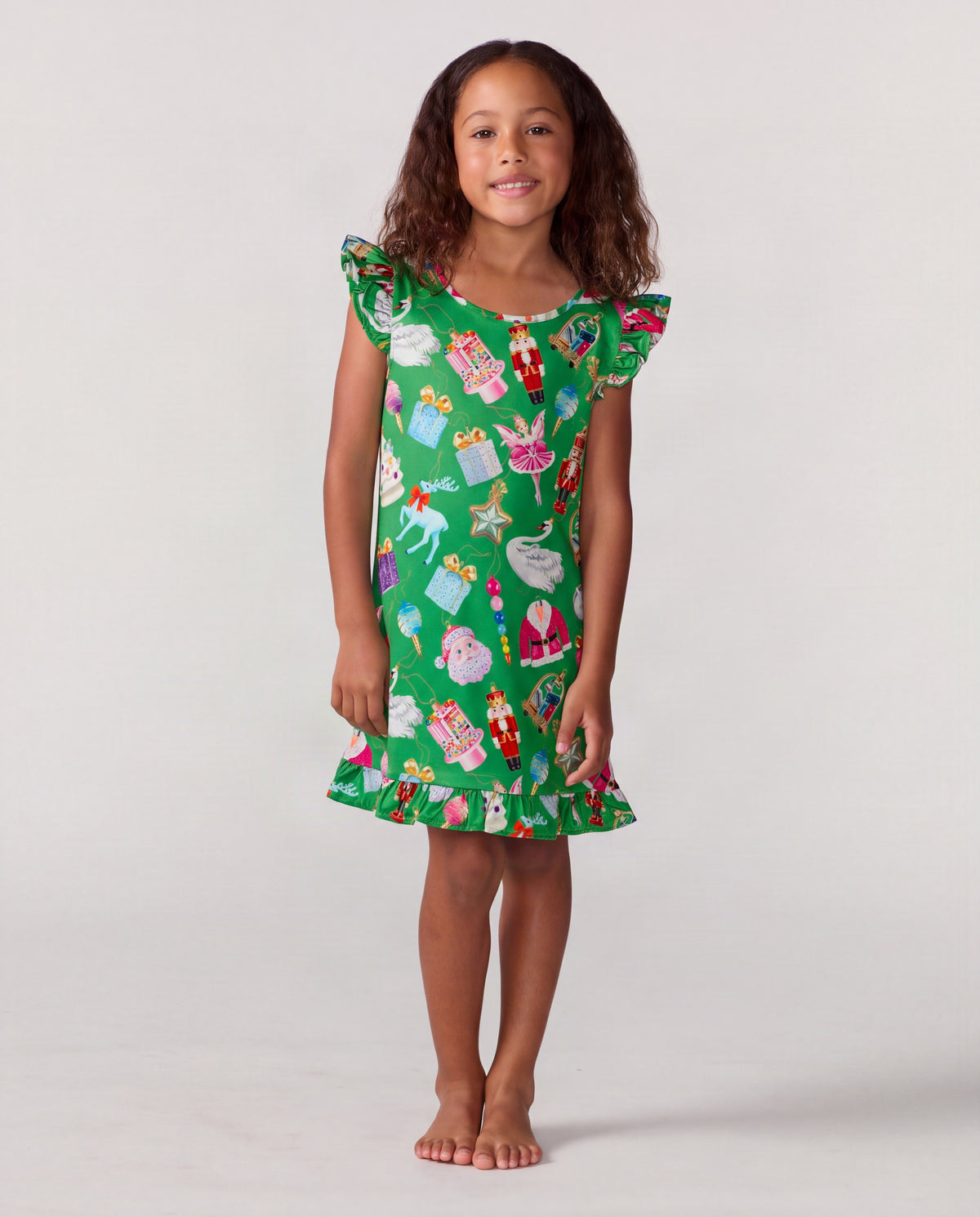 Kids Holiday Baubles Silky Dress