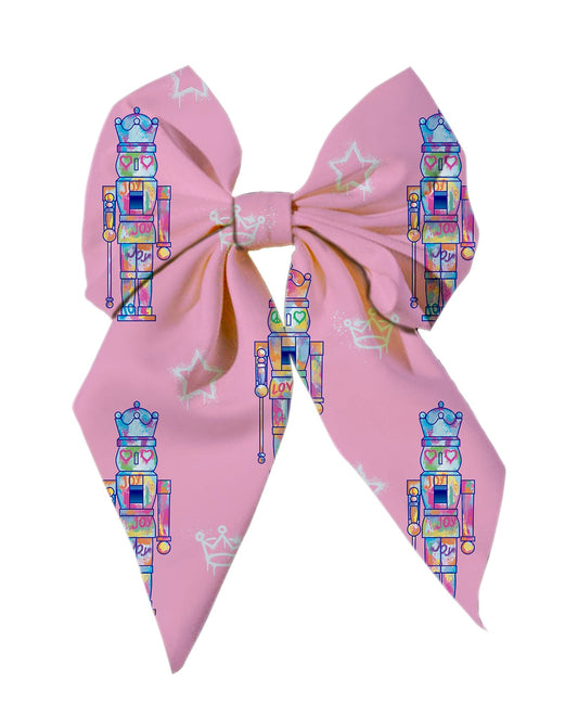 Hair Bow, Pink Nutcracker