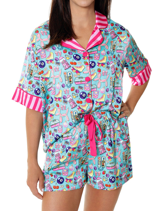 Silky 90's Girl Short Sleeve Short Set