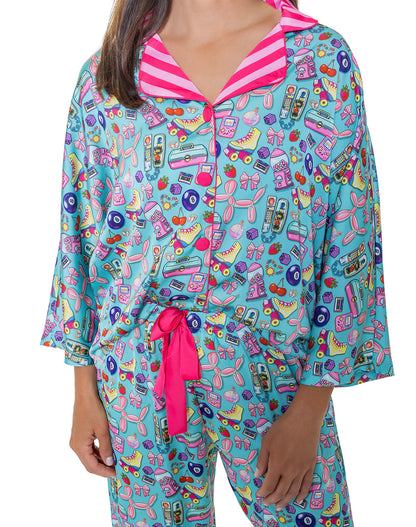 90's Girl Silky 3/4 Sleeve Pant Set