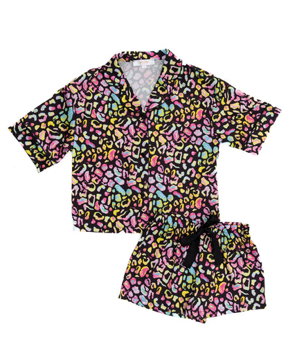 Kids Bright Animal Silky Short Set