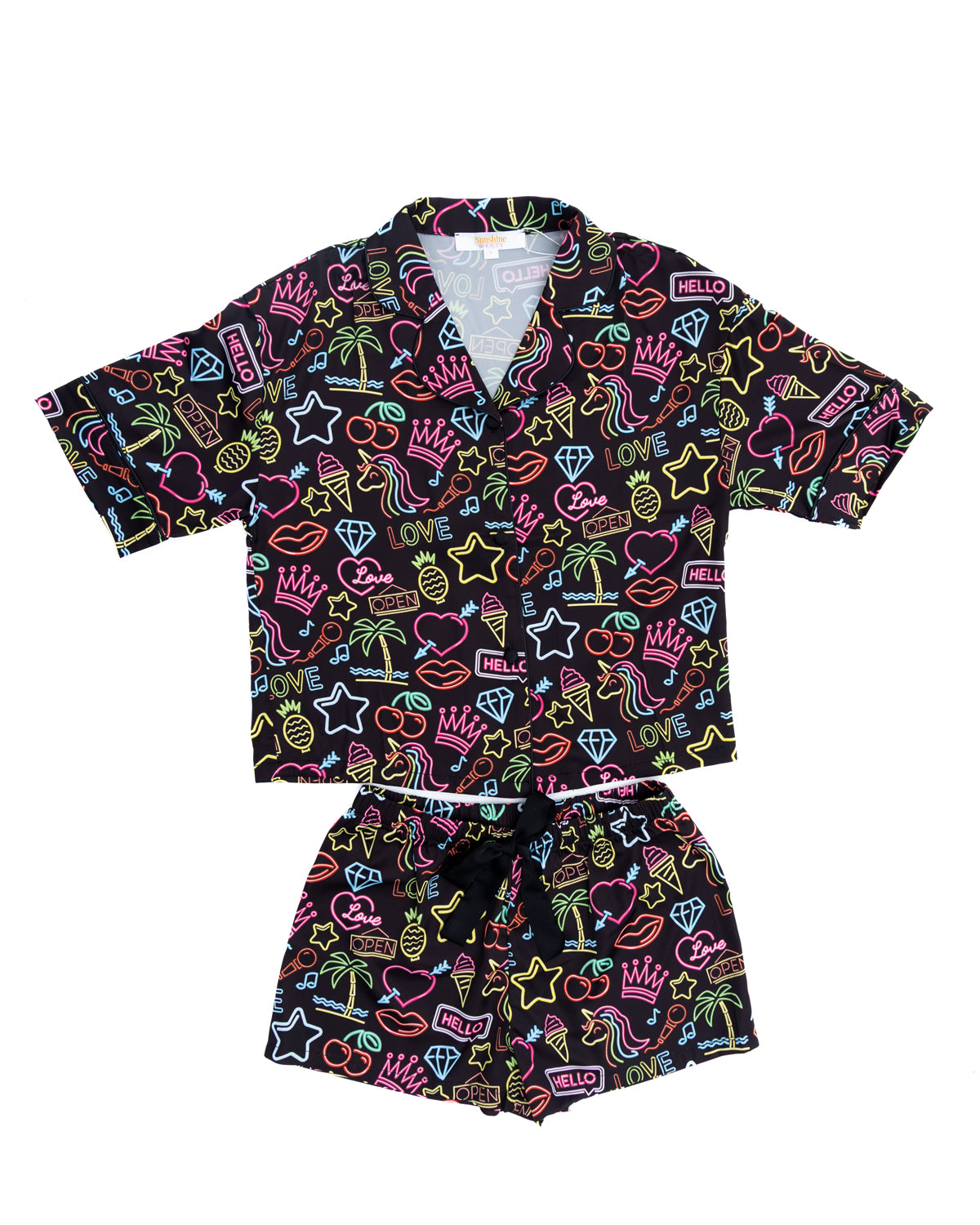 Kids Neon Silky Short Set