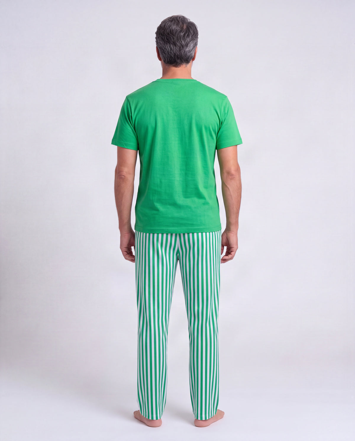 Mens Stripe Pant Set, Green